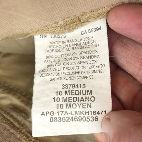 Lee Womens Cargo Pants Size 10M Relaxed Fit Beige Straight Leg Elastic Waist Tan - Picture 4 of 16